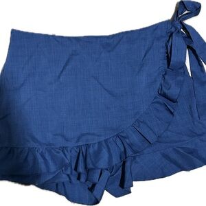 SHEIN Blue Ruffle Wrap Skort
